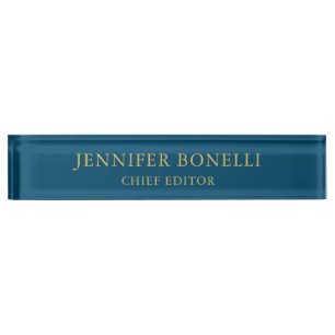 Porte-nom Pour Bureau Ocean Blue & Gold Color tendance moderne plaine
