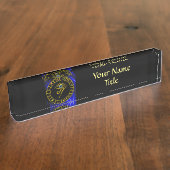 PORTE-NOM POUR BUREAU OEIL ASTRAL / SIGNES TALISMAN ET ZODIAC BLEUS (Taille)