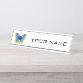 Porte-nom Pour Bureau Oeil de paon arc-en-ciel (Devant)