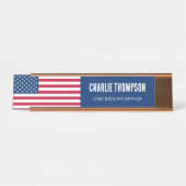 Porte-nom Pour Bureau Office américain du drapeau (Devant)
