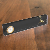 Porte-nom Pour Bureau Oiseau doré sur fond noir (Taille)