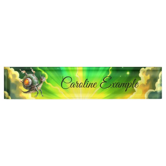 Porte-nom Pour Bureau Oiseau-limace Steampunk Cosmique – Créature de Rêv (Devant)