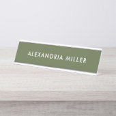 Porte-nom Pour Bureau Olive vert personnalisé moderne (Devant)