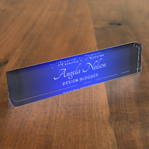 Porte-nom Pour Bureau Ombre bleu noir et saphir