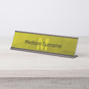 Porte-nom Pour Bureau Ombre géométrique foncé jaune motif en maille Mono