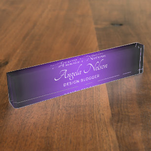 Porte-nom Pour Bureau Ombre violet bleu bord noir