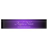 Porte-nom Pour Bureau Ombre violet bleu bord noir (Devant)