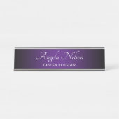 Porte-nom Pour Bureau Ombre violette royale de bord noir (Devant)