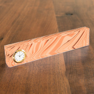 Porte-nom Pour Bureau Ondes dans les tons orange, cylindre marron incurv