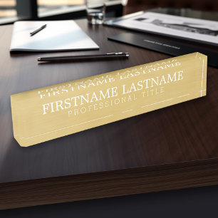 Porte-nom Pour Bureau Or balayé - nom de base et titre professionnel