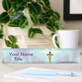 Porte-nom Pour Bureau OR CADUCEUS, Bleu Turquoise clair