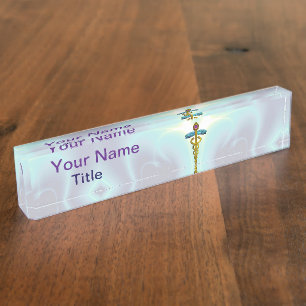 Porte-nom Pour Bureau OR CADUCEUS, Bleu Turquoise clair