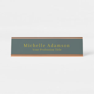 Porte-nom Pour Bureau Or & Dusty Green Color Professionnel Plain Moderne