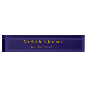 Porte-nom Pour Bureau Or et bleu foncé Couleur Professionnelle Plat Mode