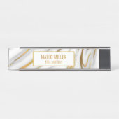 Porte-nom Pour Bureau Or Et Marbre blanc (Devant)