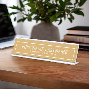 Porte-nom Pour Bureau Or et titre traditionnel blanc de nom de frontièr