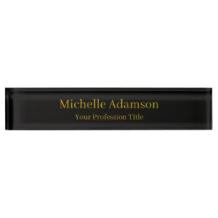 Porte-nom Pour Bureau Or & Noir Couleur Professionnel Plain Moderne