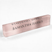 Porte-nom Pour Bureau Or Rose Faux Luxe Feuille