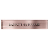 Porte-nom Pour Bureau Or Rose Faux Luxe Feuille (Devant)