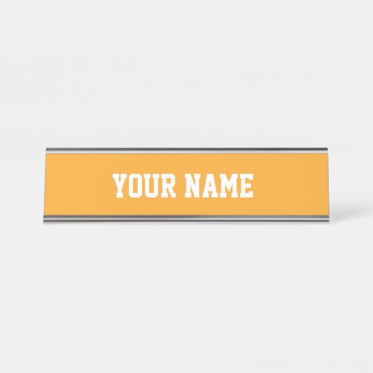 Porte-nom Pour Bureau Orange et blanc (Devant)