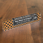 Porte-nom Pour Bureau Orange et noir - Style d'entreprise moderne (Taille)