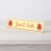 Porte-nom Pour Bureau Orange Hibiscus Fleur Tropical Floral (Devant)