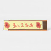Porte-nom Pour Bureau Orange Hibiscus Fleur Tropical Floral (Devant)