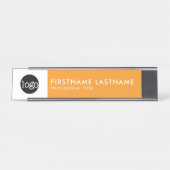 Porte-nom Pour Bureau Orange moderne et blanc - Ajouter Logo, Nom, Titre (Devant)