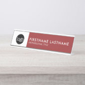 Porte-nom Pour Bureau Orange moderne et blanc - Ajouter Logo, Nom, Titre (Devant)