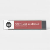 Porte-nom Pour Bureau Orange moderne et blanc - Ajouter Logo, Nom, Titre (Devant)