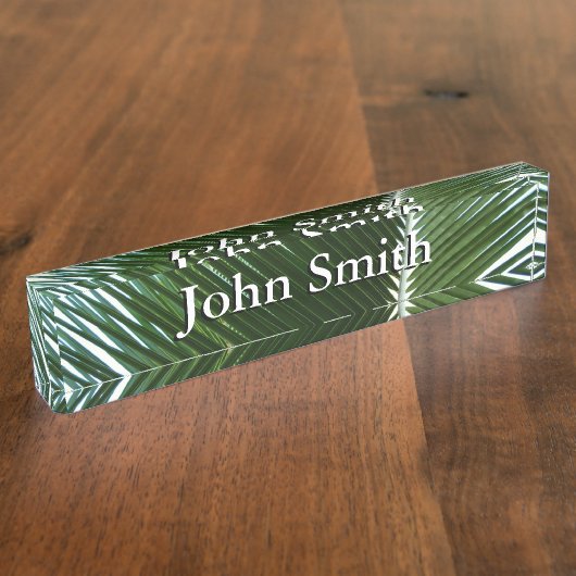 Porte-nom Pour Bureau Overlapping Palm Fronds Tropical Green Abstract (Taille)