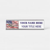 Porte-nom Pour Bureau P-38 Lightning avec drapeau américain (Devant)