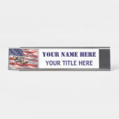 Porte-nom Pour Bureau P-38 Lightning avec drapeau américain (Devant)