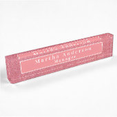 Porte-nom Pour Bureau Paillette rose