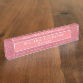 Porte-nom Pour Bureau Paillette rose (Taille)
