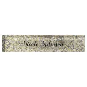 Porte-nom Pour Bureau Paillettes dorées craquelent Moderne Chic Glamour