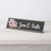 Porte-nom Pour Bureau Paire de fleurs de Lotus II (Devant)