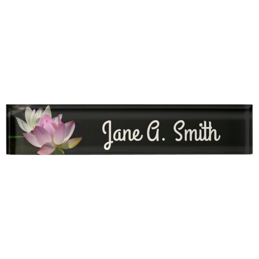 Porte-nom Pour Bureau Paire de fleurs de Lotus II (Devant)