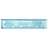 Porte-nom Pour Bureau Paisley Flower (bleu) (Devant)
