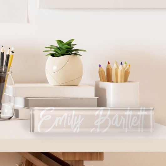 Porte-nom Pour Bureau Pale Blush Oversize Script manuscrit