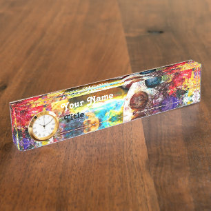 PORTE-NOM POUR BUREAU PALETTE COLORÉE DE COULEUR ARTISTE