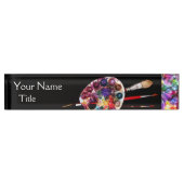 Porte-nom Pour Bureau PALETTE ET BROUILLES DE COULEUR ARTISTE, noir (Devant)