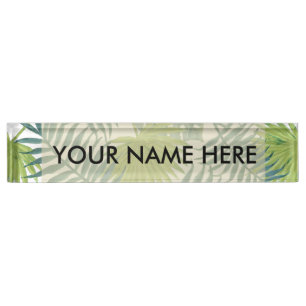 Porte-nom Pour Bureau Palm Tree Fronds Peinture hawaïenne