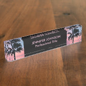 Porte-nom Pour Bureau Palmiers tropicaux au coucher du soleil (Taille)