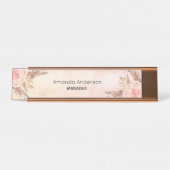 Porte-nom Pour Bureau Pampas herbe rose pâle rose rose or (Devant)