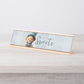 Porte-nom Pour Bureau Panneau Baby shower Ours (Devant)