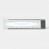 Porte-nom Pour Bureau Panneau du bureau Floral Station Blue Jellow Flowe (Devant)
