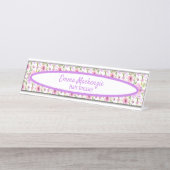 Porte-nom Pour Bureau Panneau du bureau Floral Station Fleurs violettes  (Devant)