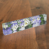 Porte-nom Pour Bureau Pansies violettes Jardin Floral (Taille)
