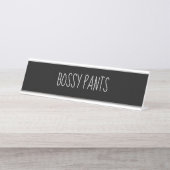 Porte-nom Pour Bureau Pantalon 'Bossy Pants' d'Argent Noir (Devant)